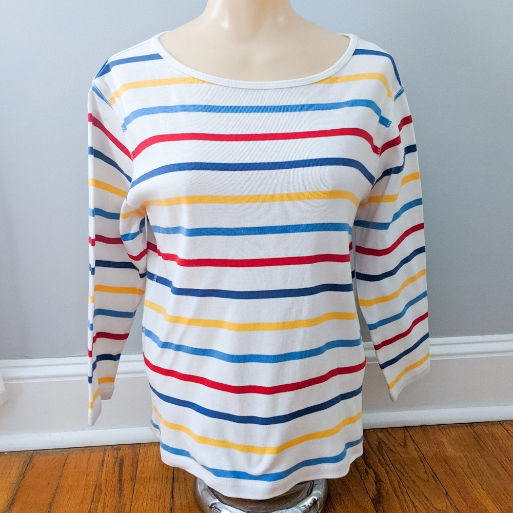 Pendleton Colorful Striped 3/4 Sleeve Top